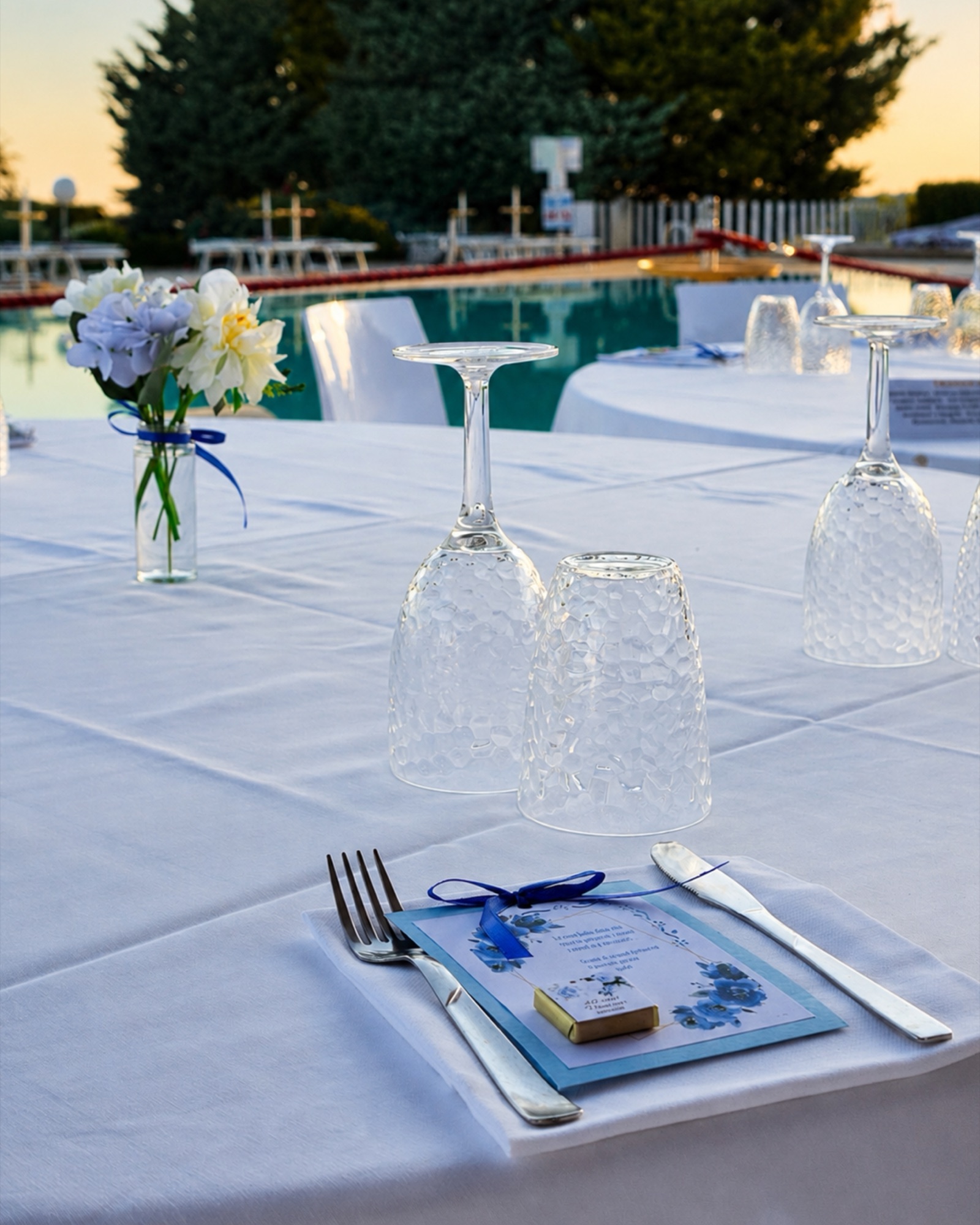 Mise en place a bordo piscina